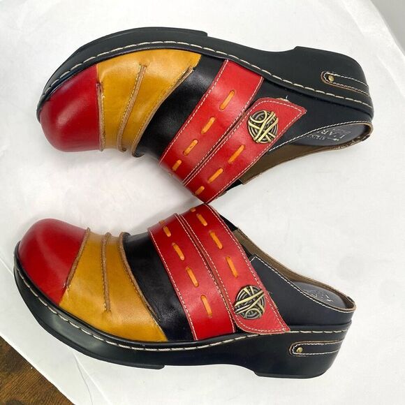 Spring Step Women's Leather Mules - Red, Yellow, Black - Picture 7 of 13
